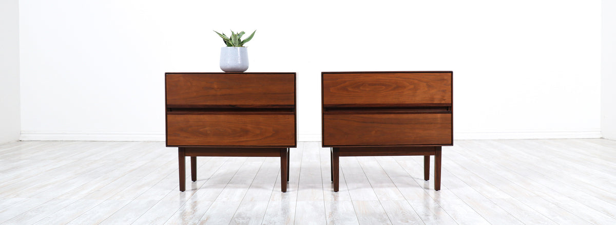 Mid-Century Modern Walnut Night Stands by Stanley Furniture