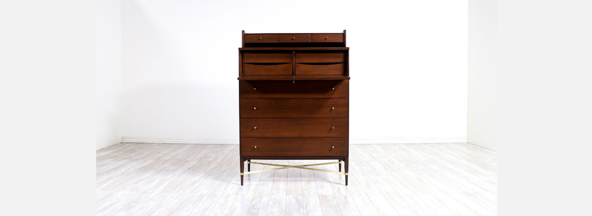Paul McCobb "Irwin Collection" Chest of Drawers with Brass Accents for Calvin Furniture 