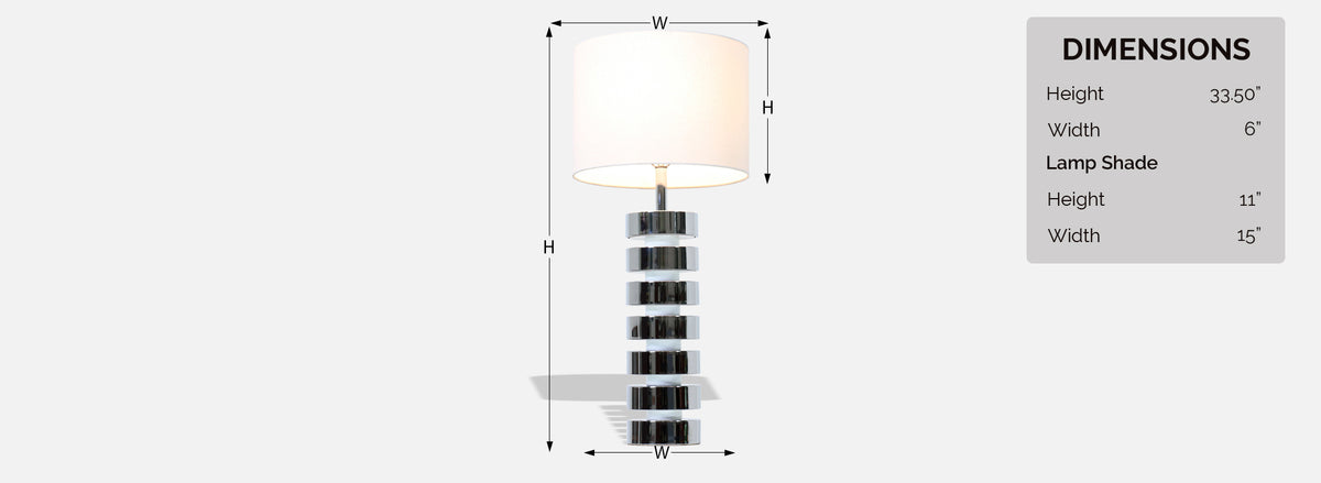 Mid-Century Modern Chrome Disc Column Table Lamp