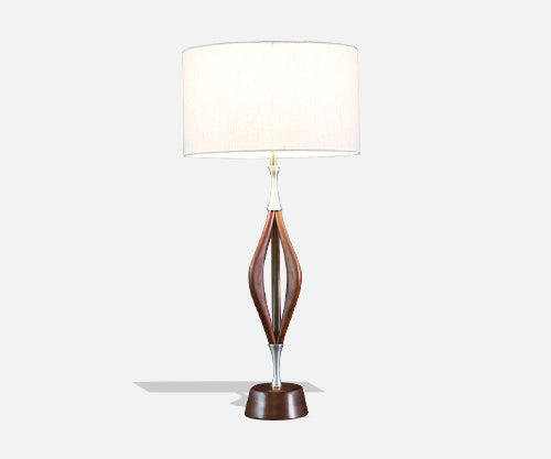 Mid-Century Modern Sculpted Walnut Table Lamp by V.H. Woolums