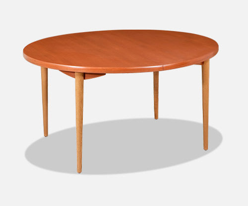 Danish Modern Expanding Oval Teak & Oak Dining Table