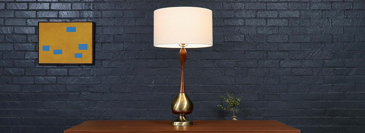 Tony Paul Sculpted Brass & Walnut Table Lamp by Westwood Industries