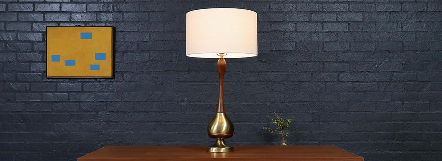 Tony Paul Sculpted Brass & Walnut Table Lamp by Westwood Industries