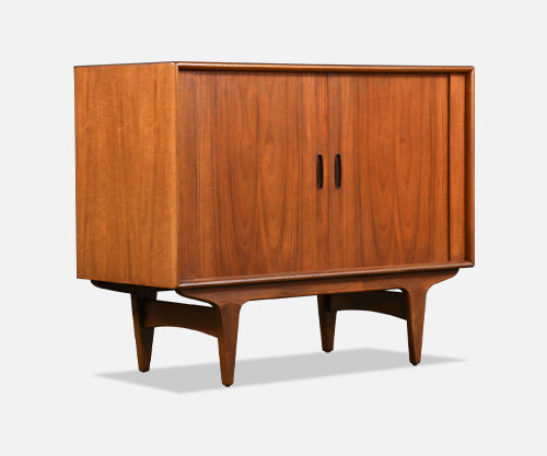 Danish Modern Teak Tambour-Door Cabinet