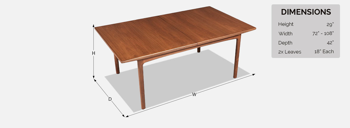 Folke Ohlsson Model-452 Expanding Walnut Dining Table for Dux