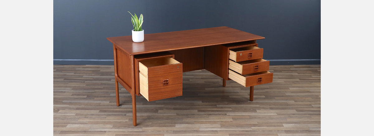Erik Brouer Executive Desk with Bookcase for Brouer Møbelfabrik