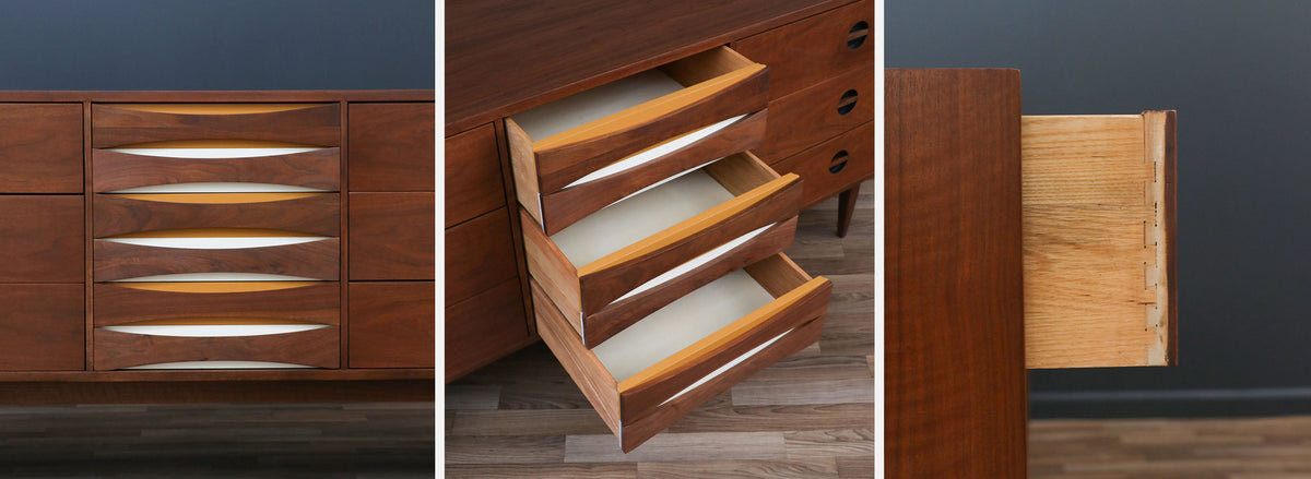 Mid-Century Modern Dresser w/ Lacquered Bowtie Drawers