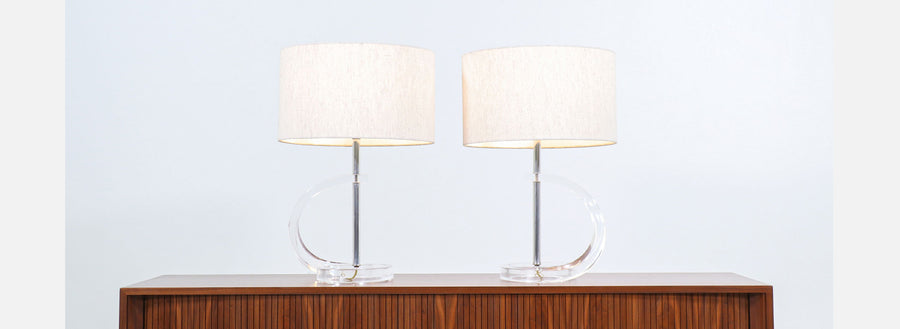Mid-Century Modern Sculpted Lucite Table Lamps