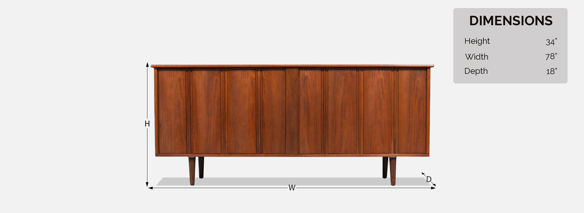 Mid-Century Californian Modern Tambour-Door Credenza by Barzilay