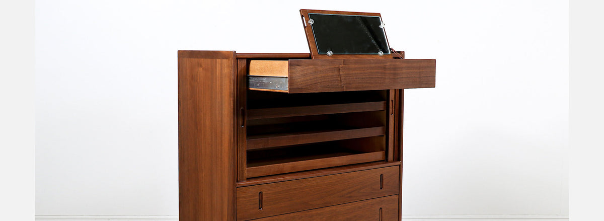Richard Thompson Walnut Tambour-Door Chest for Glenn of California