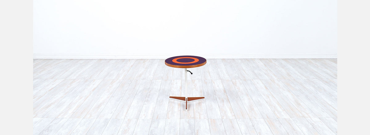Peter Pepper Products Adjustable Tripod Teak Side Table