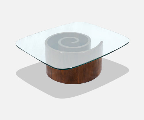 Vladimir Kagan “Snail” Coffee Table with Glass Top for Selig