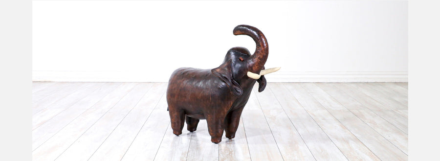 Vintage Dimitri Omersa Leather Elephant for Abercrombie and Fitch 