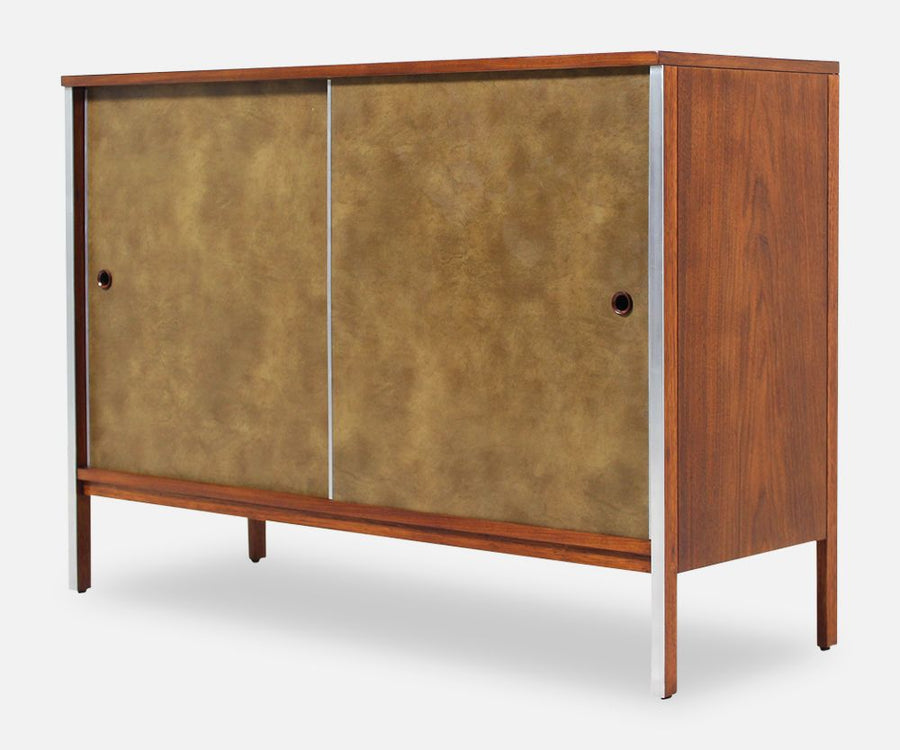 Paul McCobb “Linear Group” Credenza with Leather Doors for Calvin Furniture