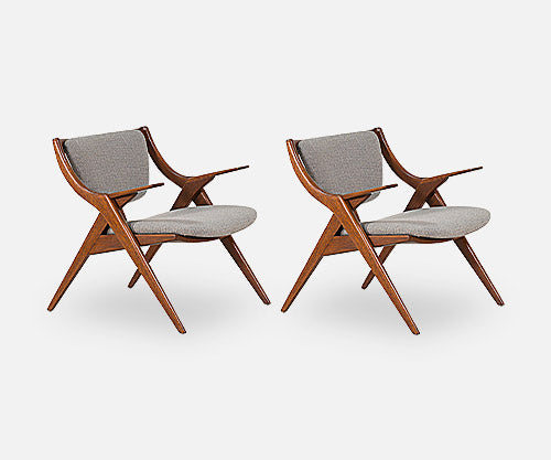 Paul Laszlo "Scissor" Lounge Chairs for Brown Saltman