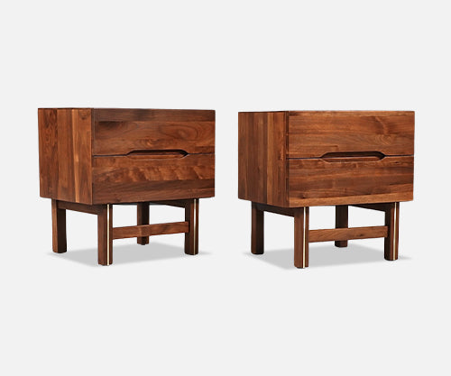 Mid-Century Modern Walnut Night Stands w/ Metal Accents