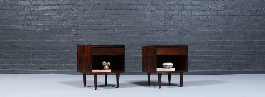 Mid-Century Rosewood Night Stands w/ Bookcase by Westnofa