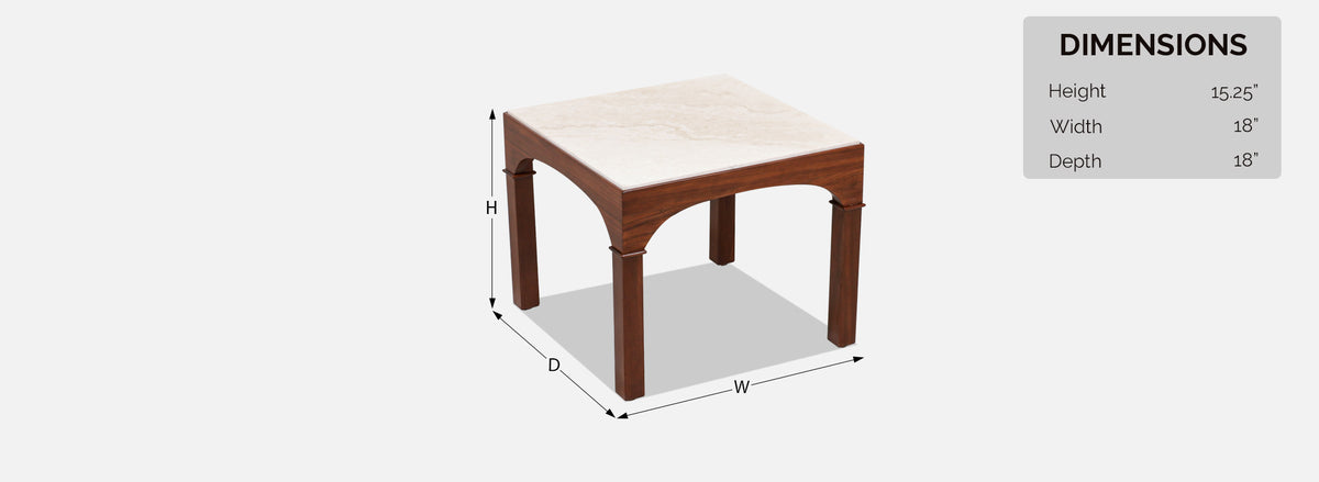 John Keal Side Table with Travertine Stone Top for Brown Saltman