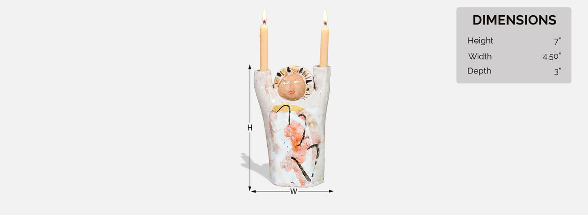 Mid Century Glazed Ceramic Abstract Figure / Candle Holder