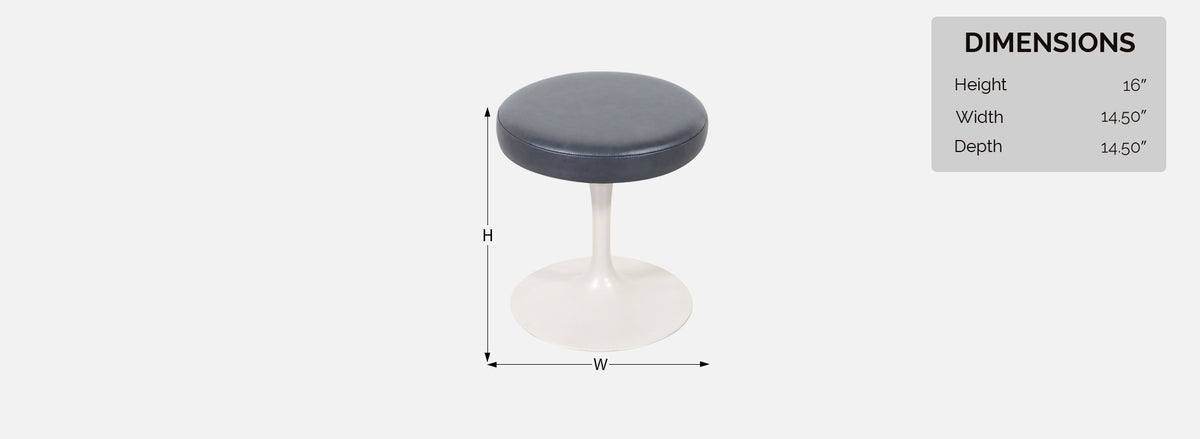 Eero Saarinen Tulip Stool with Grey Leather for Knoll