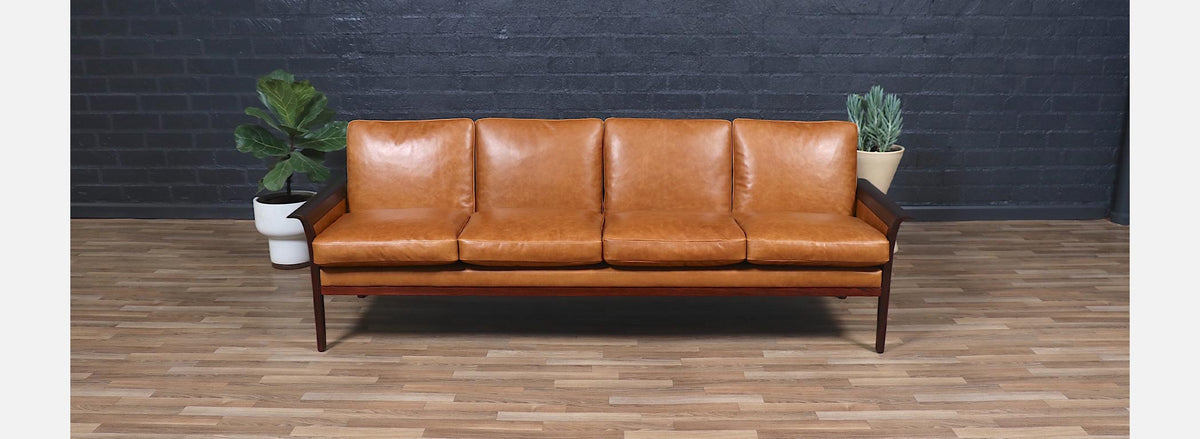 Fredrik Kayser Model-934 Rosewood & Leather Sofa