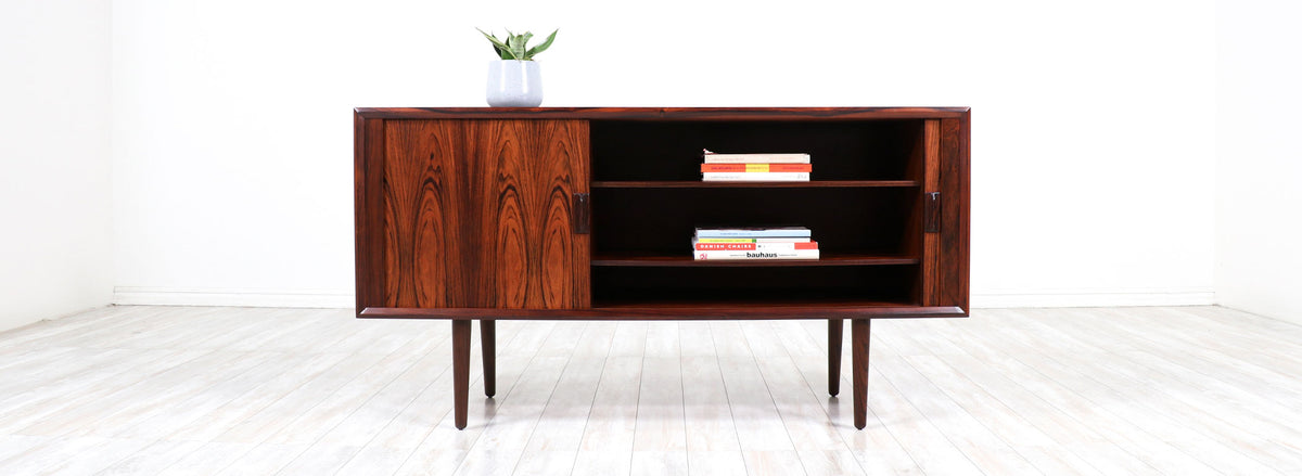 Svend A. Larsen Tambour-Door Rosewood Credenza for Faarup Møbelfabrik 