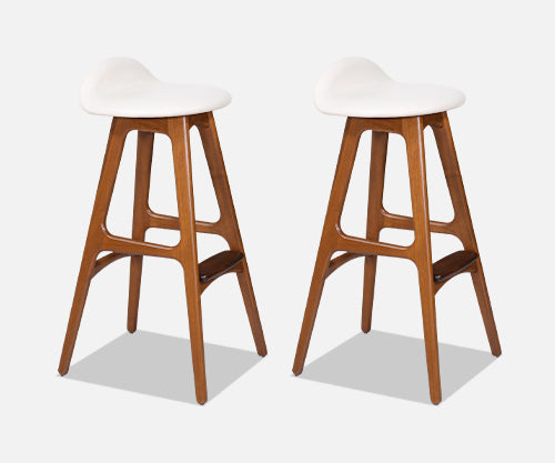 Pair of Erik Buch Teak Bar Stools for Oddense Maskinsnedkeri