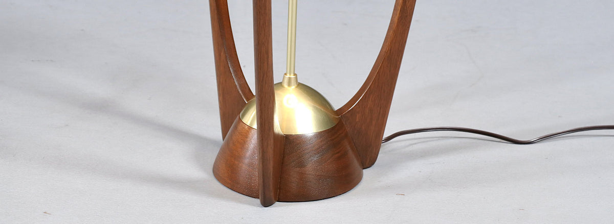 Arthur Jacobs Sculpted Korina Wood Floor Lamp for Modeline of CA
