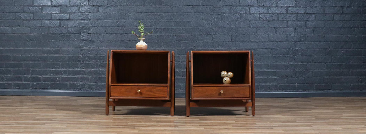 Kipp Stewart "Declaration" Walnut Floating Nightstands by Drexel