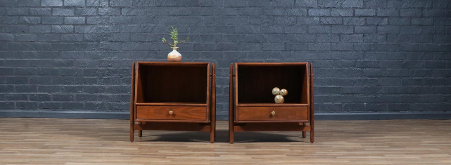 Kipp Stewart "Declaration" Walnut Floating Nightstands by Drexel
