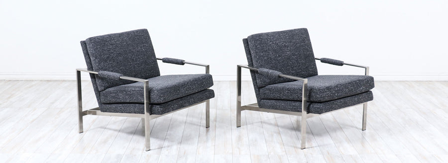 Milo Baughman Steel Lounge Chairs for Thayer Coggin