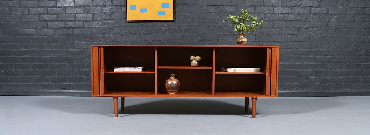 Custom Tambour-Door Teak Credenza by Danish Modern L.A.