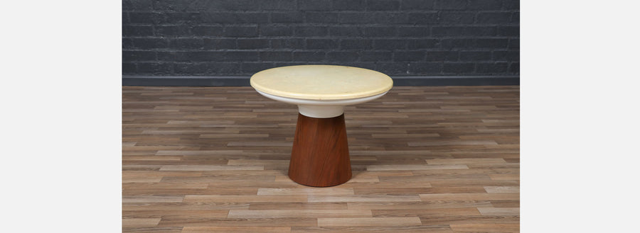 Frank Rohloff Tulip Marble & Walnut Side Table for Brown Saltman 