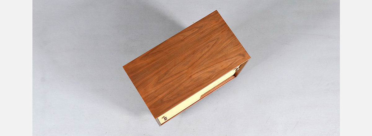 Stanley Young Walnut & Grasscloth Credenza for Glenn of California