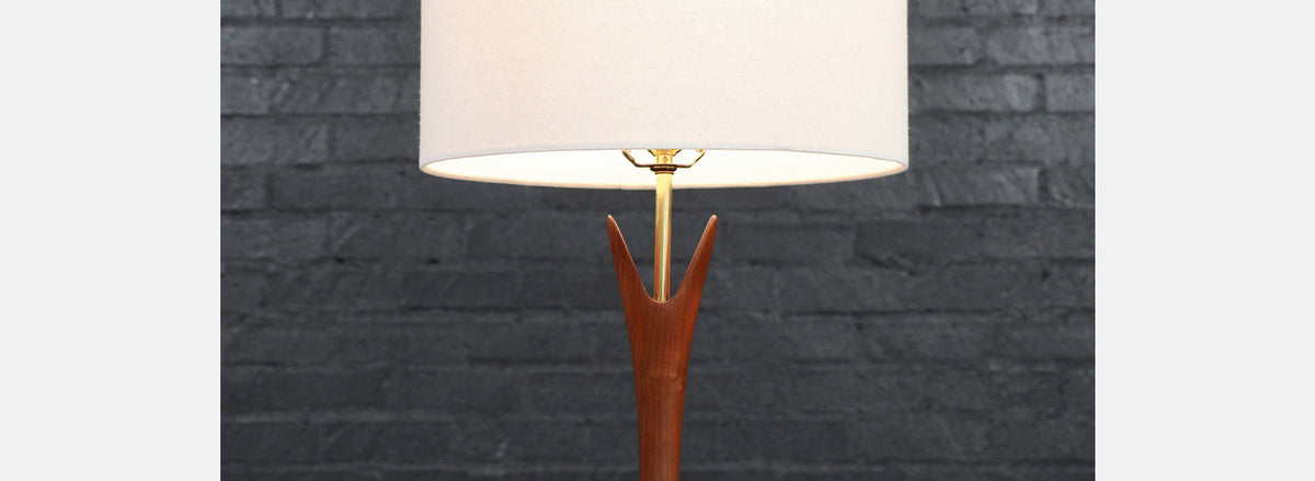 California Modern Sculpted Walnut Table Lamp by Modernera Co. 