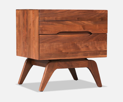 Californian Modern Sculpted Walnut Night Stand