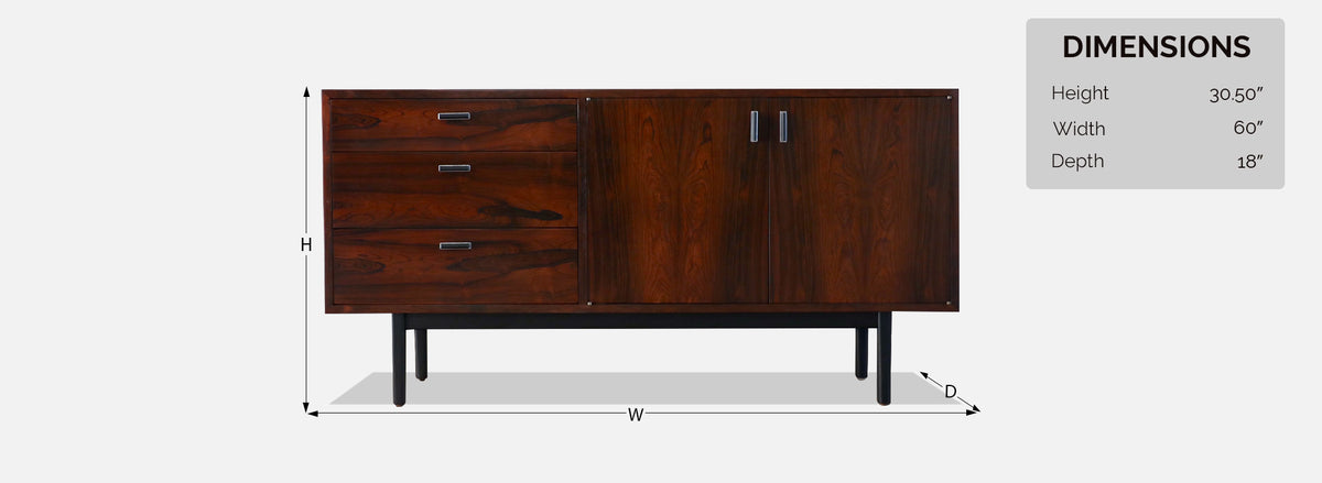 Jack Cartwright Rosewood Credenza for Founders 