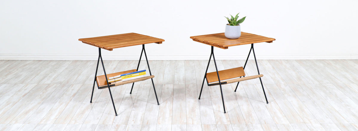 Arthur Umanoff Side Tables with Magazine Racks for Raymor 