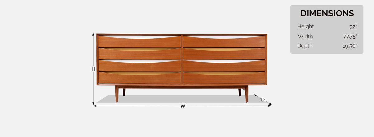 Arne Vodder "Triennale" Teak Dresser with Color Bowtie Drawers for Sibast Møbler