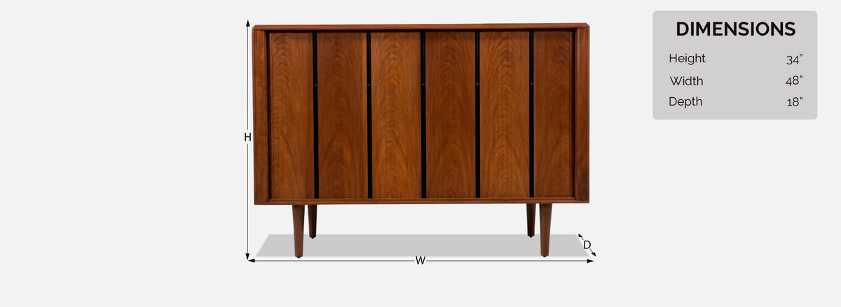 Vintage Mid-Century Modern Tambour-Door Credenza by Barzilay