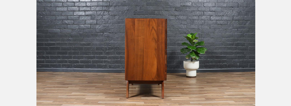 Mid-Century Modern Sculpted Walnut Highboy Dresser