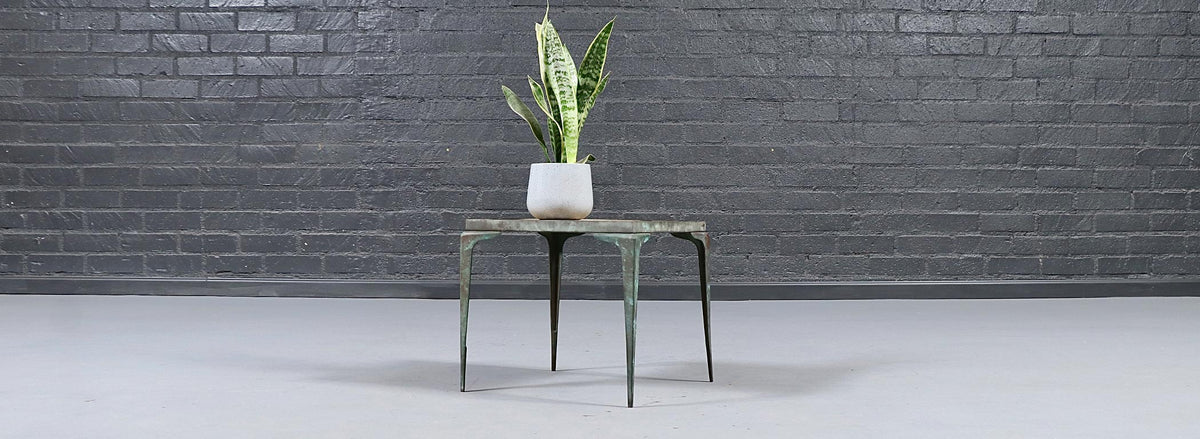 Japanese Modern Brass & Murano Mosaic Tile Top Side Table