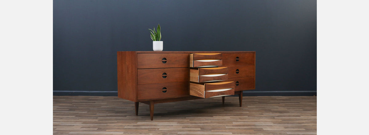 Mid-Century Modern Dresser w/ Lacquered Bowtie Drawers