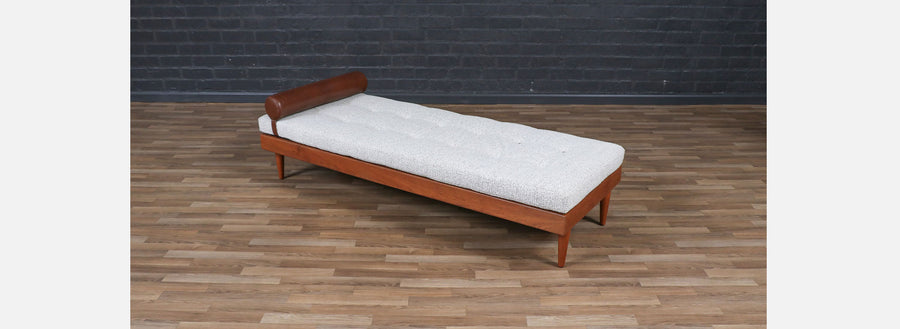 Danish Modern Teak Daybed w/ Leather Accents