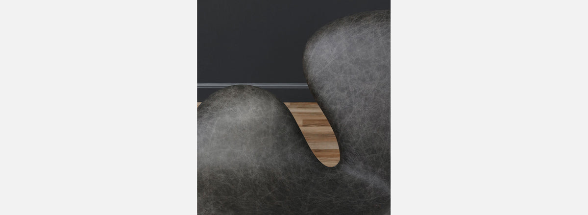Vintage Arne Jacobsen Grey Leather "Swan" Chair for Fritz Hansen