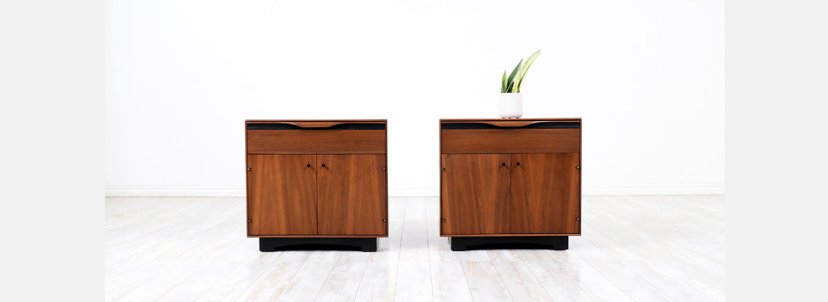 California Modern Walnut Night Stands by John Kapel