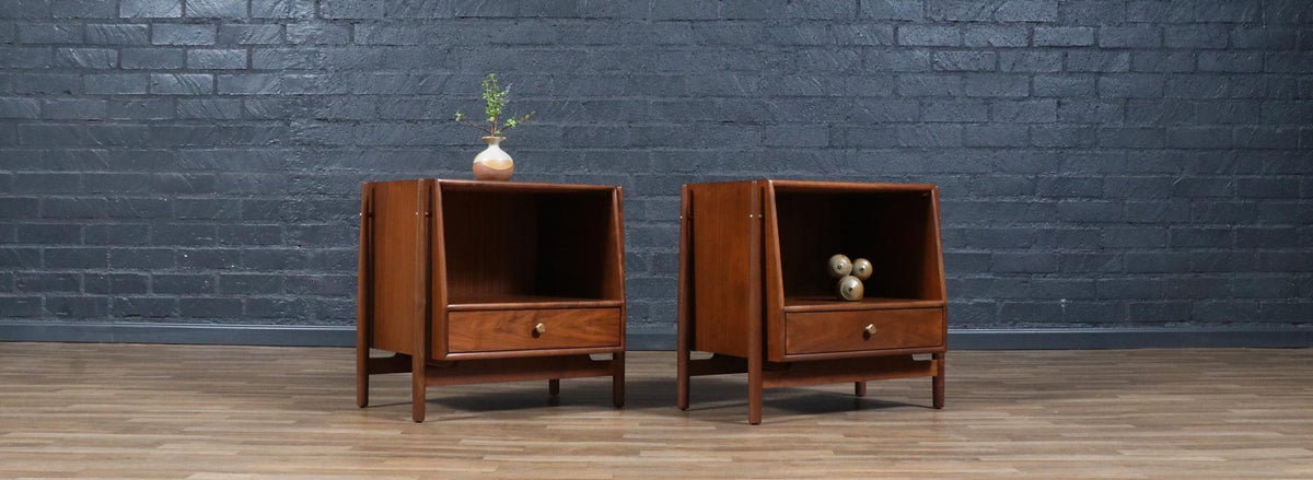 Kipp Stewart "Declaration" Walnut Floating Nightstands by Drexel