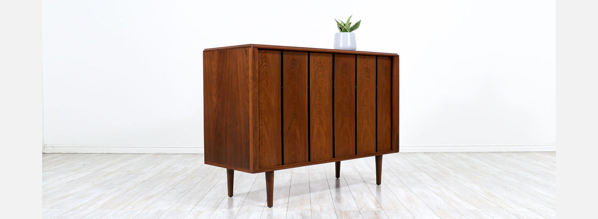 Vintage Mid-Century Modern Tambour-Door Credenza by Barzilay