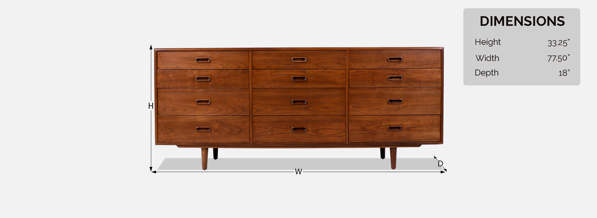 Jack Cartwright Walnut 12-Drawer Dresser for Founders Co.