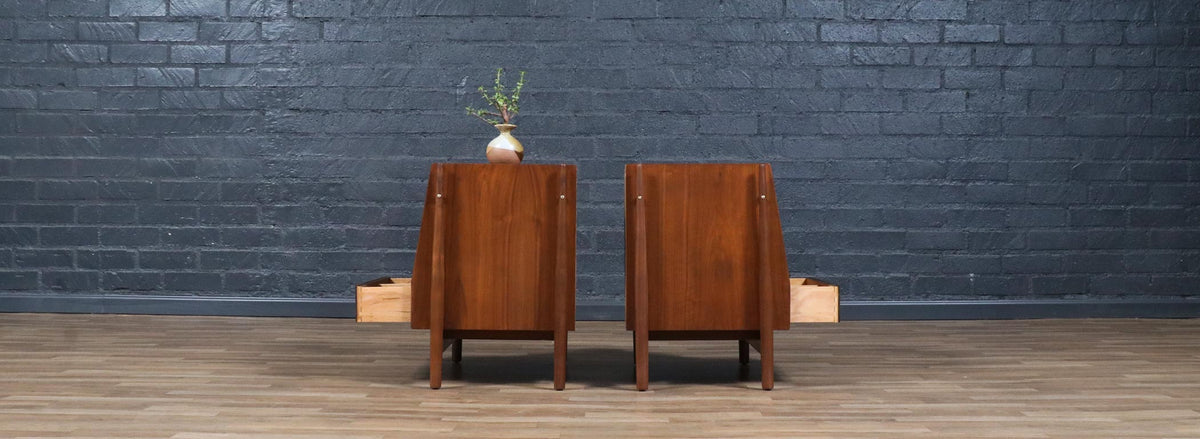 Kipp Stewart "Declaration" Walnut Floating Nightstands by Drexel